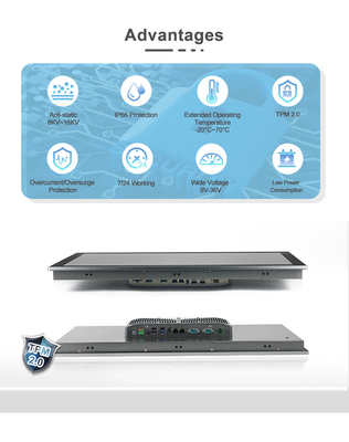 Front IP65 Embedded Panel PC 24 Inch FHD LED Waterproof Touch Screen Computer