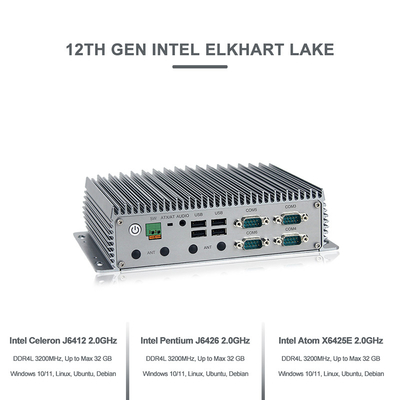 Fanless Industrial Embedded Box PC 12th Gen Intel Elkhart Lake J6412 3XLAN Ports