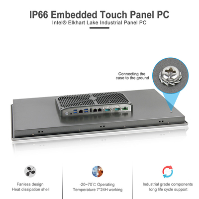 J6412 Quad Core Fanless Industrial Computer Embedded HMI All In One Dual Giga Lan