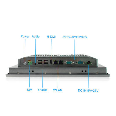 TPM2.0 12 Inch Industrial Panel Mount Pc , 9V-36V DC 1280 X 800 Fanless Industrial Computer