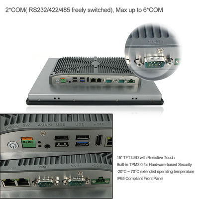 Panel Mount 15 Inch Panel Pc , Square TPM2.0 Fanless Industrial Panel Pc